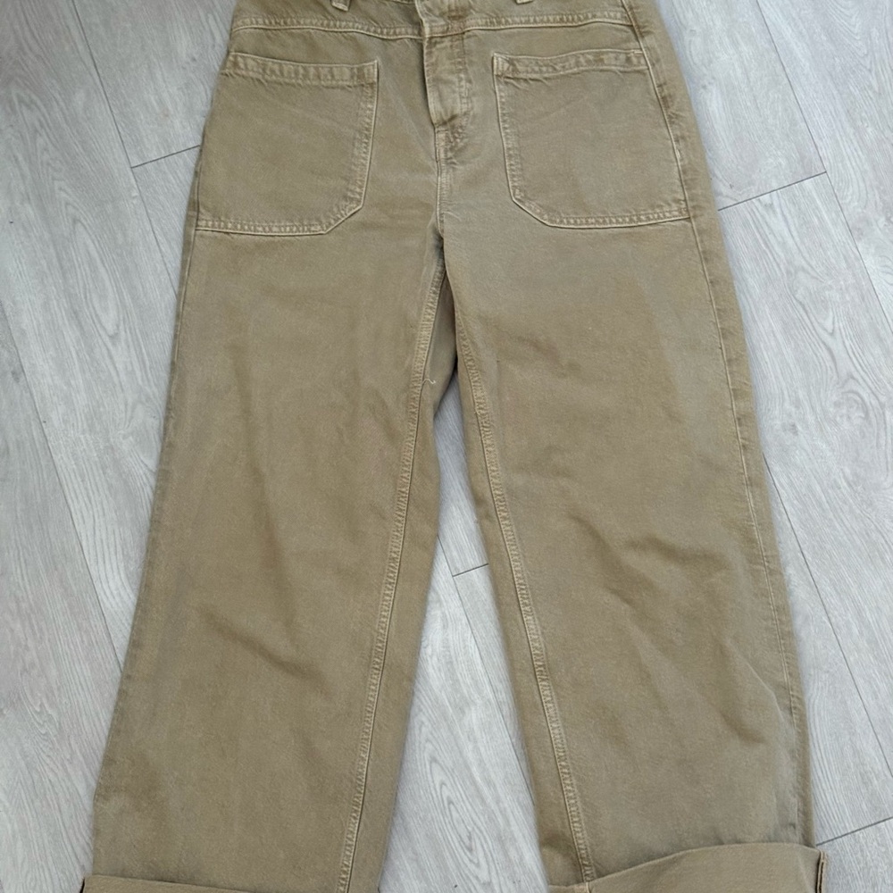 Free People Tan Wide-Leg Jeans